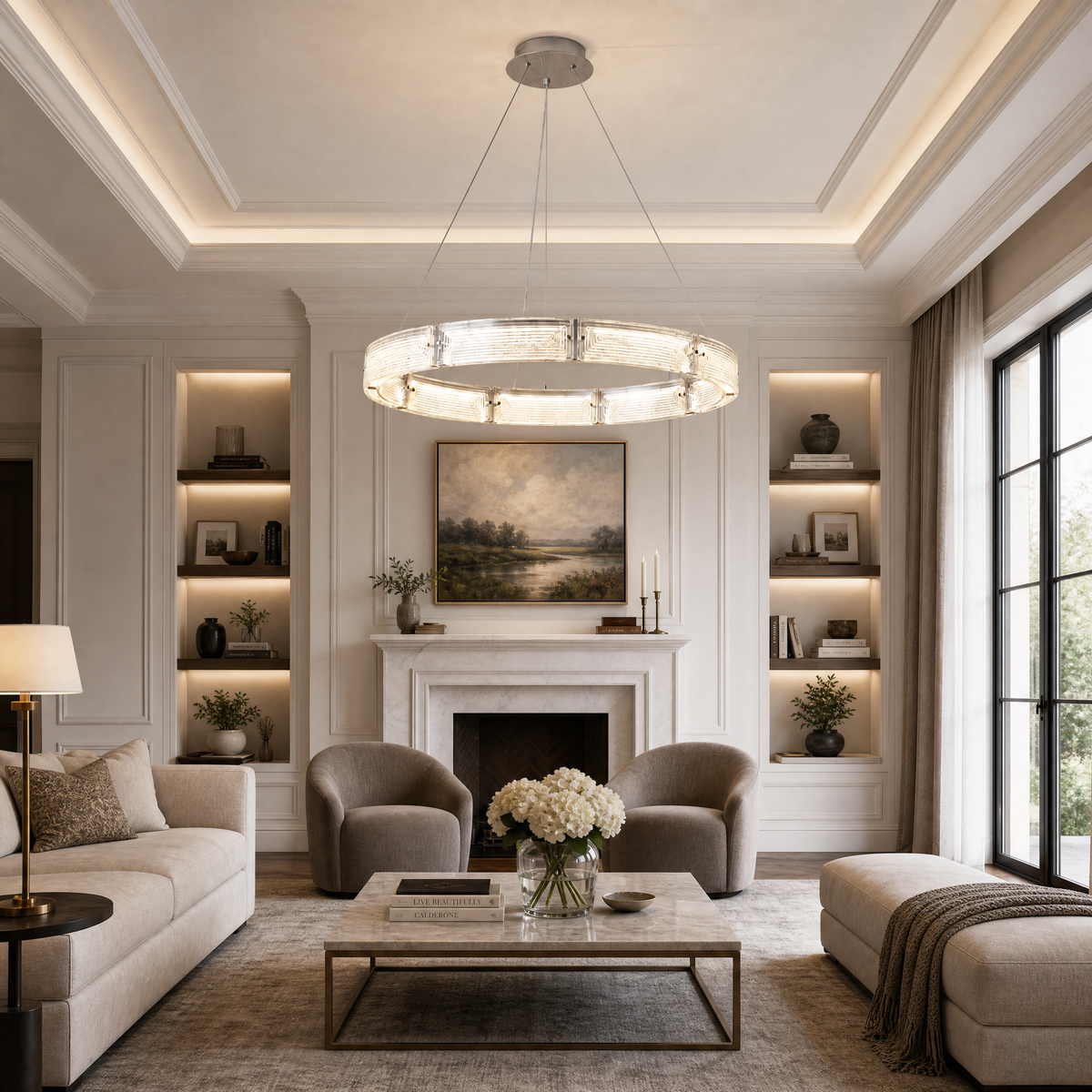 Halo Modern Glass Round Chandelier - view 14