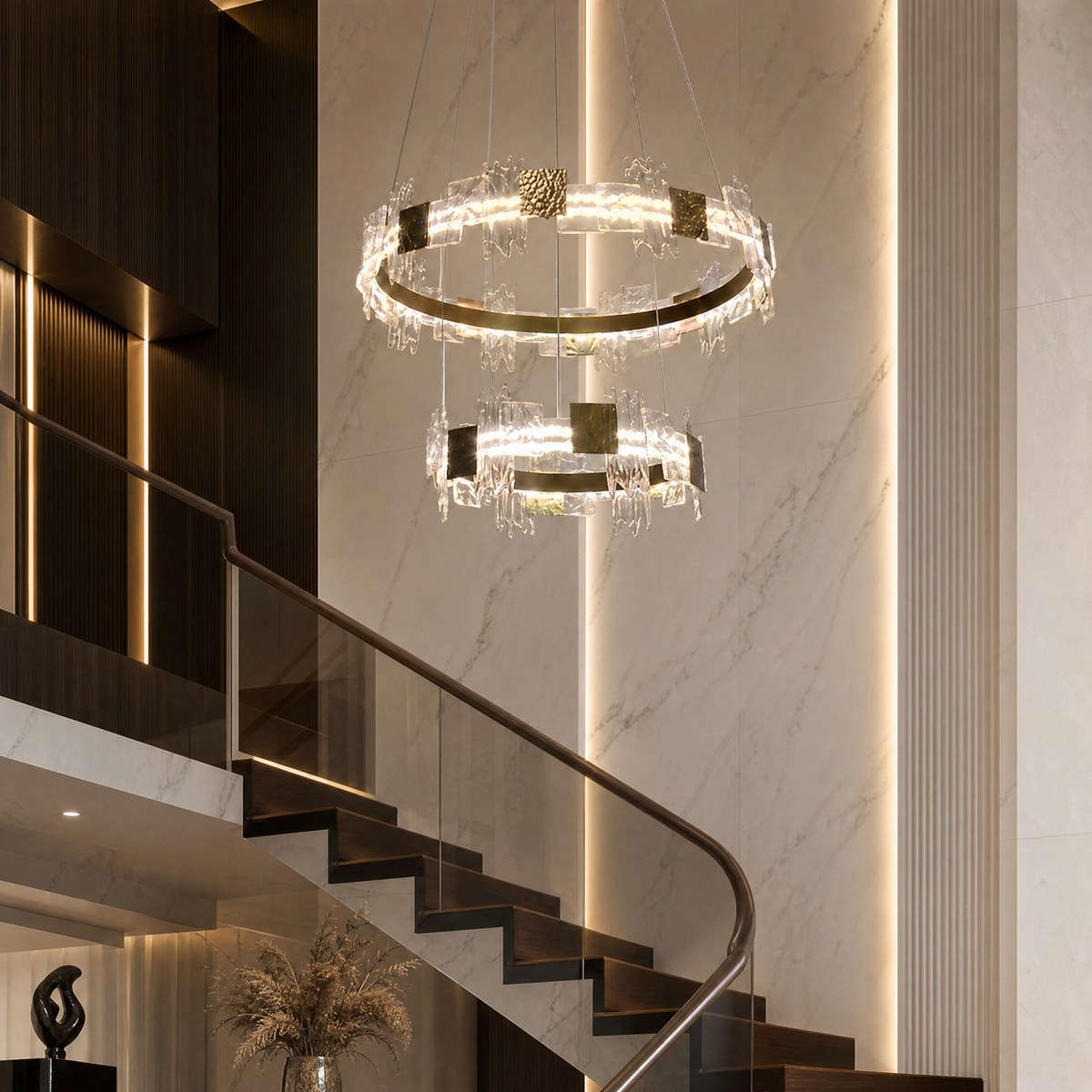 Elodie 2 Tiers Modern Gold Chandelier, two-tier - view 4