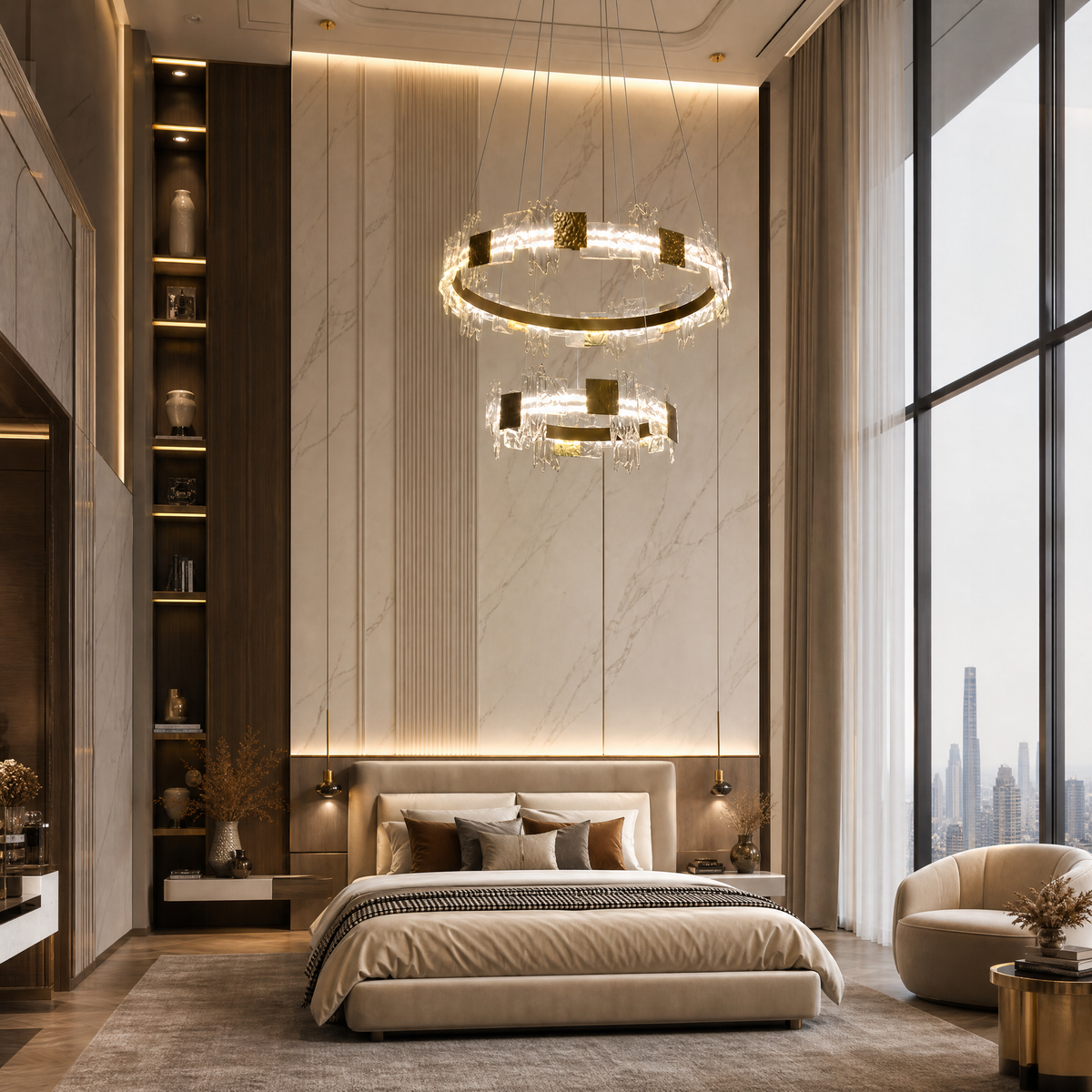 Elodie 2 Tiers Modern Gold Chandelier, two-tier - view 8