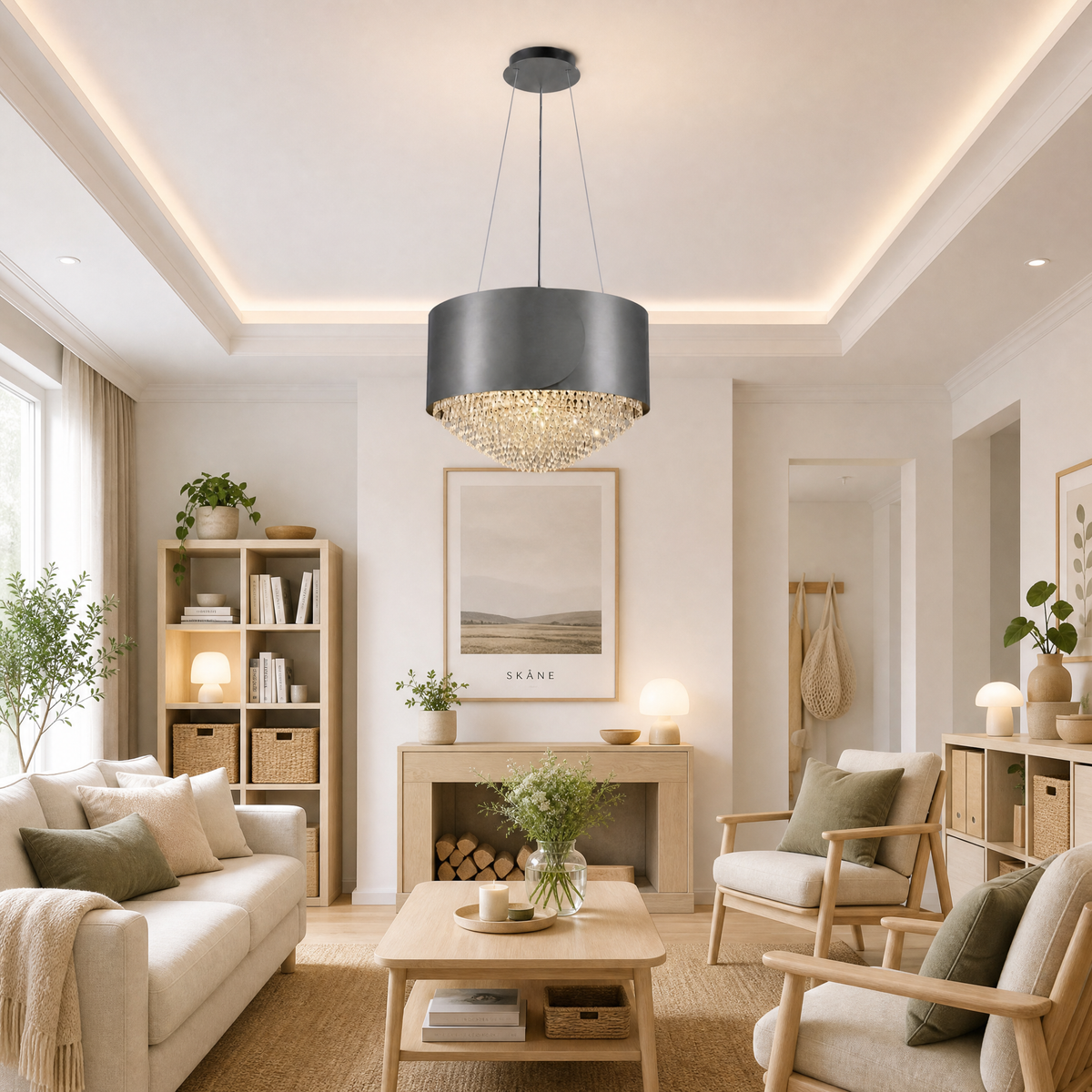 Theron Crystal Pendant Light 28" - view 11