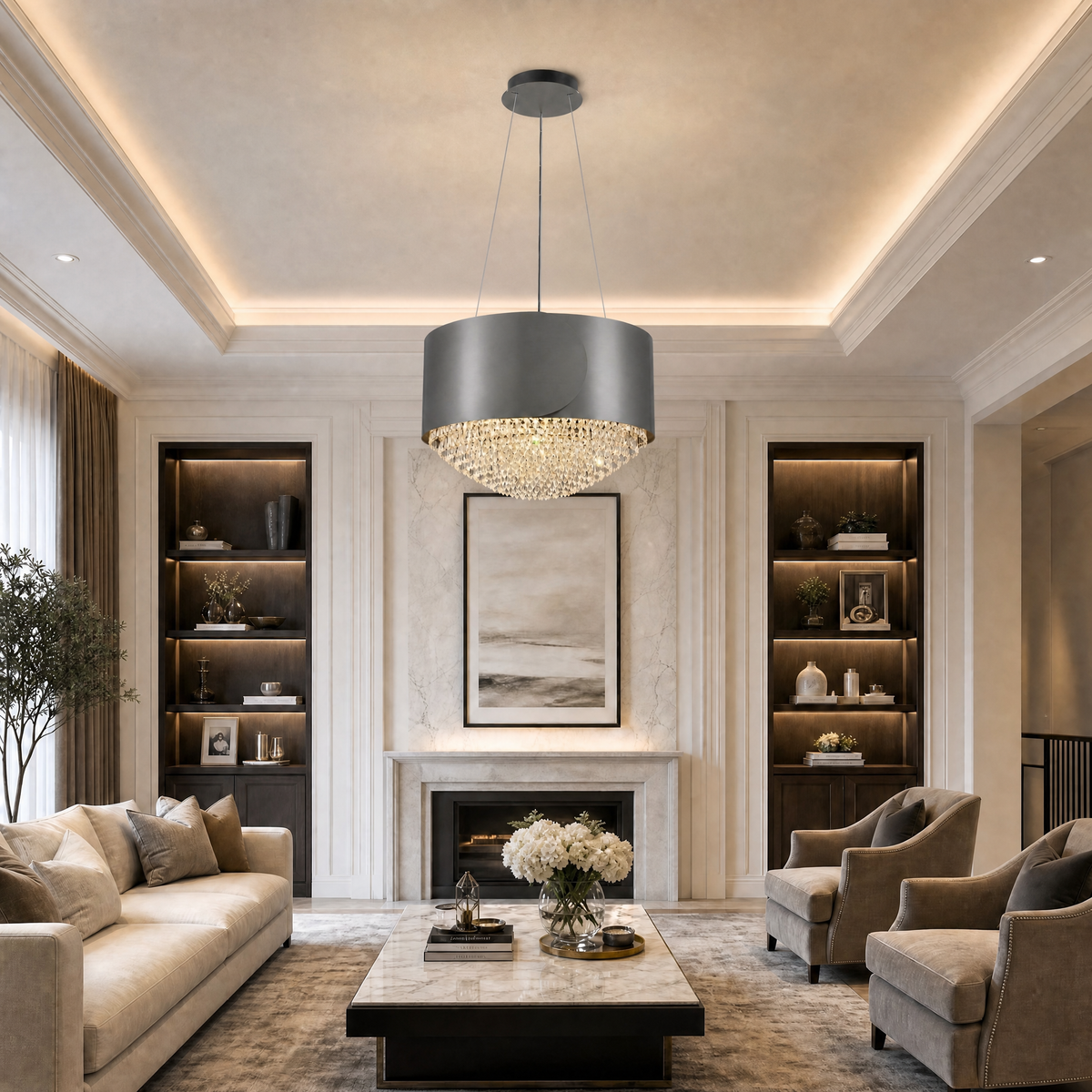 Theron Crystal Pendant Light 28" - view 4