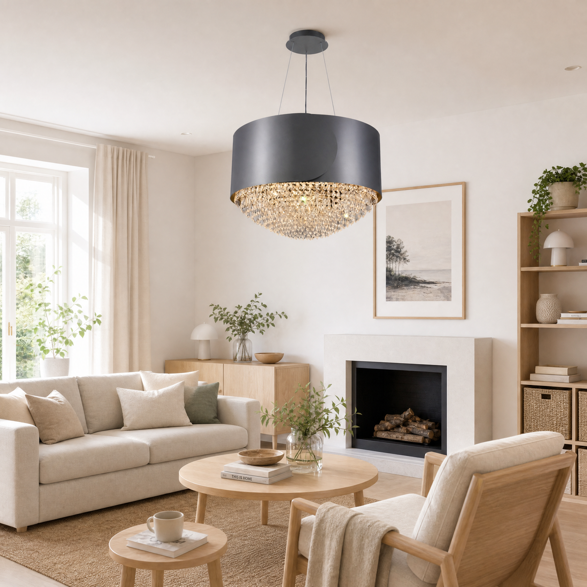 Theron Crystal Pendant Light 28" - view 8