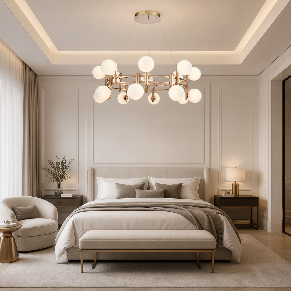 Callisto Frosted Glass Globe Round Chandelier 39.4" - view 4