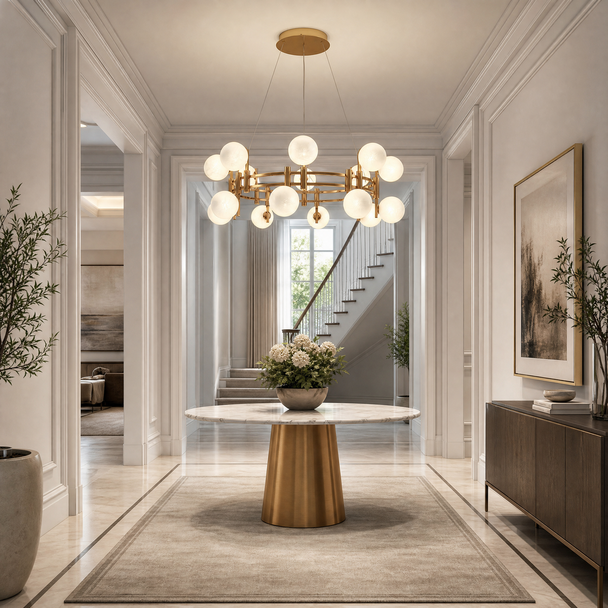 Callisto Frosted Glass Globe Round Chandelier 39.4" - view 6