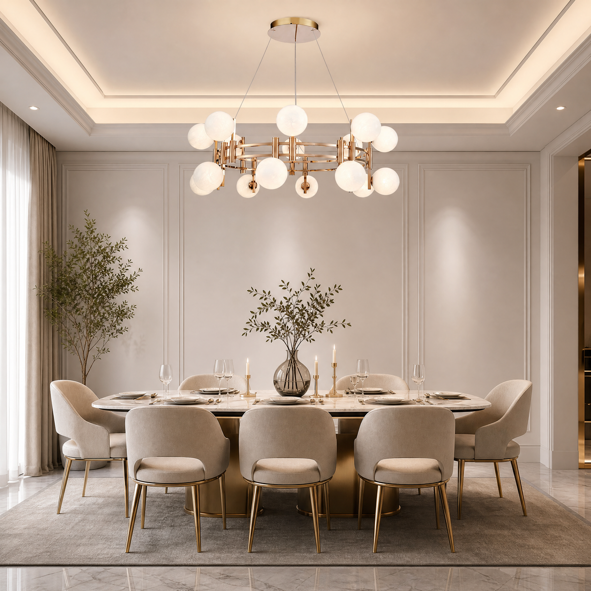 Callisto Frosted Glass Globe Round Chandelier 39.4" - view 5