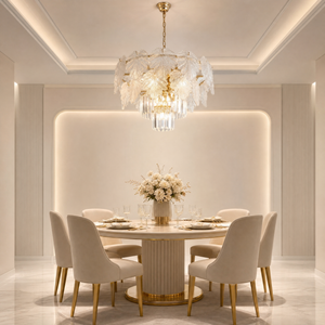 Crystal Contemporary Chandelier in a living room