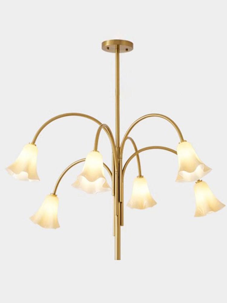Vintage Elegant Flora Chandelier, glass in brass - view 4