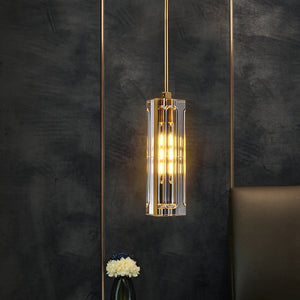 Golden Rectangular Crystal  Pendant Lighting - view 8