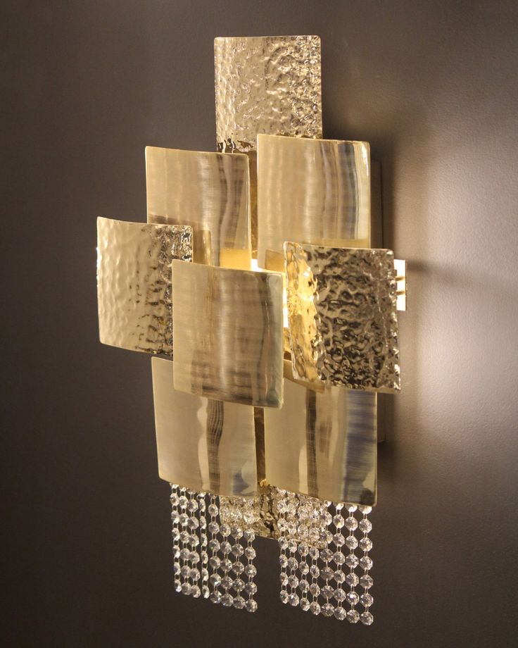 Amadeo Square Brass Crystal Sconce, wall sconce - view 2