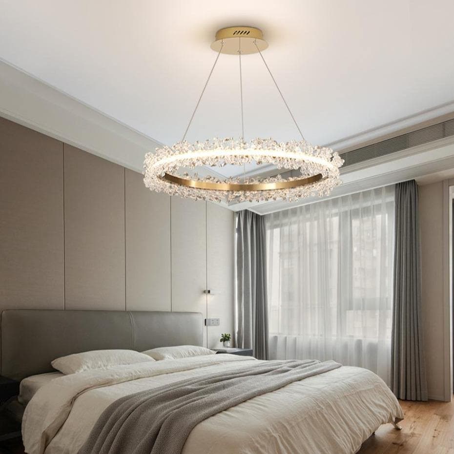 Exquisite Ring Crystal Golden Round Chandelier - view 8