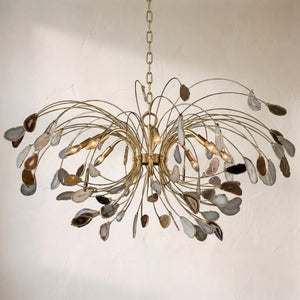 Agate and Brass Eight-Light Chandelier