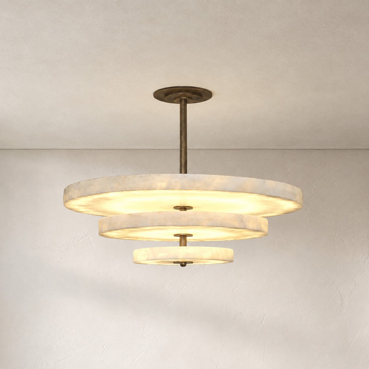 Alabaster Bronze & White LED Chandelier – Elegant 33‑Inch