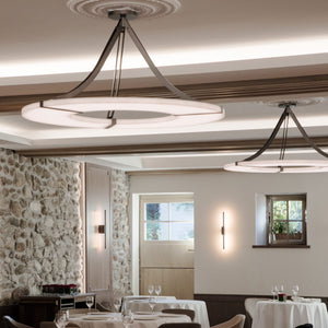 Alabaster Halo Pendant Light – Black & White LED Chandelier