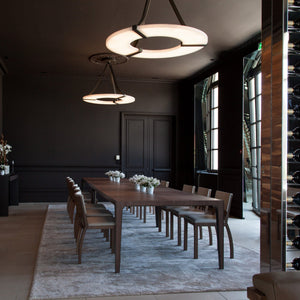 Alabaster Halo Pendant Light – Black & White LED Chandelier