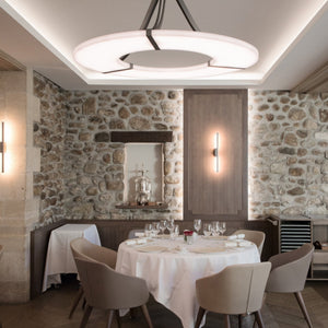 Alabaster Halo Pendant Light – Black & White LED Chandelier