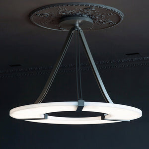 Alabaster Halo Pendant Light – Black & White LED Chandelier