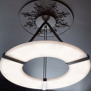 Alabaster Halo Pendant Light – Black & White LED Chandelier