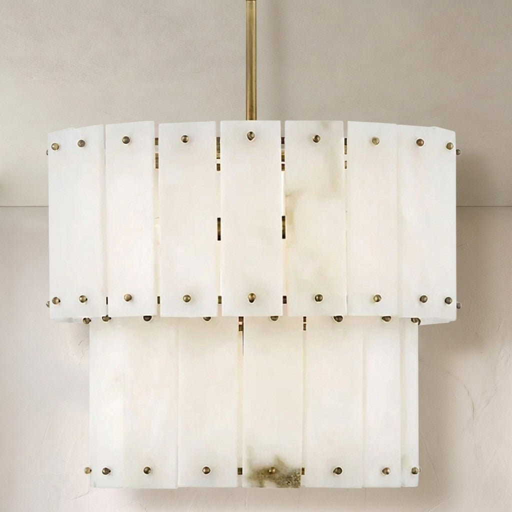 Alabaster Rancho 2-Tier Round Chandelier (34.25"D)