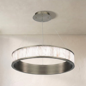 Alabaster Round Ring LED Chandelier 28"