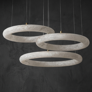 Alabaster Ring Chandelier in a dining room