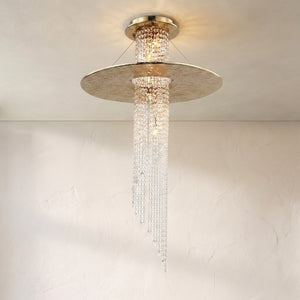 Angelina Flushmount Brass Crystal Pendant Chandelier, K9 crystal flush mount