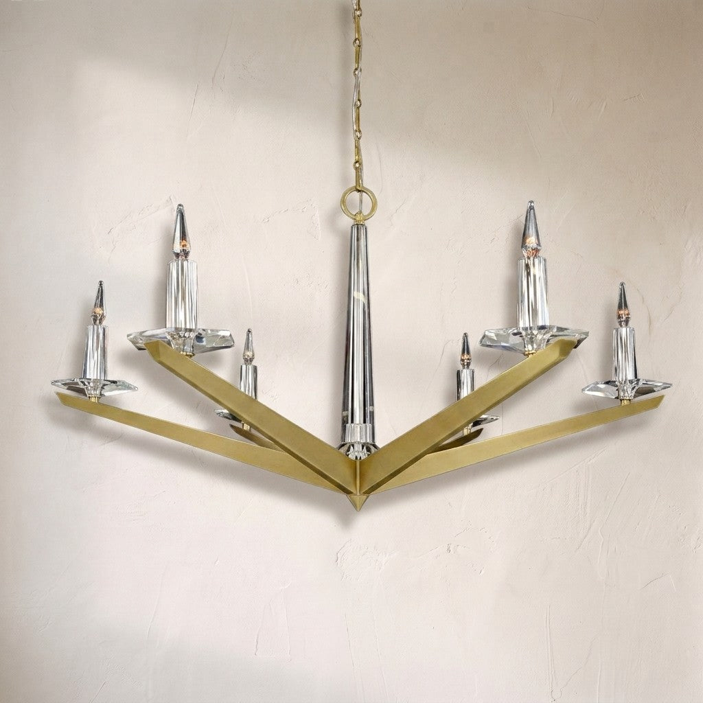 Antares Natural Brass Six Light Chandelier 48''