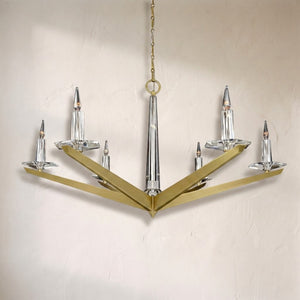 Antares Natural Brass Six Light Chandelier 48''