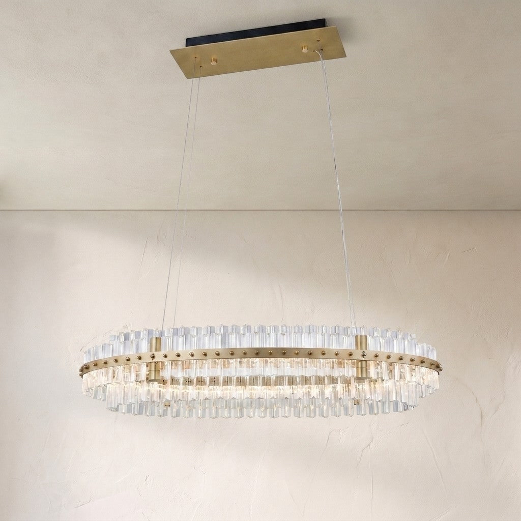 Aquinox 2-Tier Oval Crystal Ring LED Chandelier, two-tier