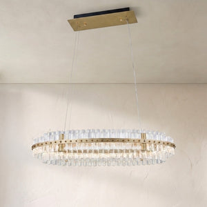 Aquinox 2-Tier Oval Crystal Ring LED Chandelier, two-tier