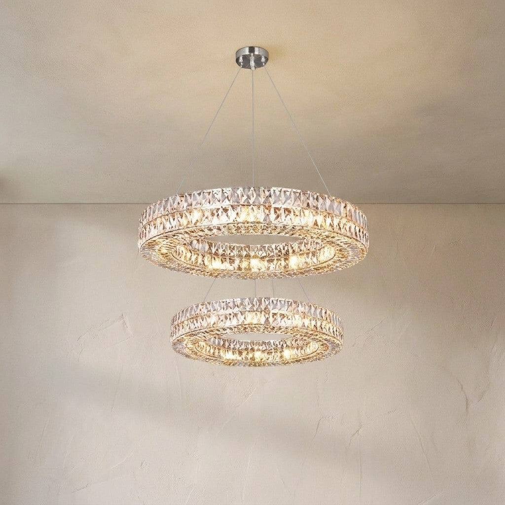 Aster Halo Crystal Multi-Tier Ring Chandelier