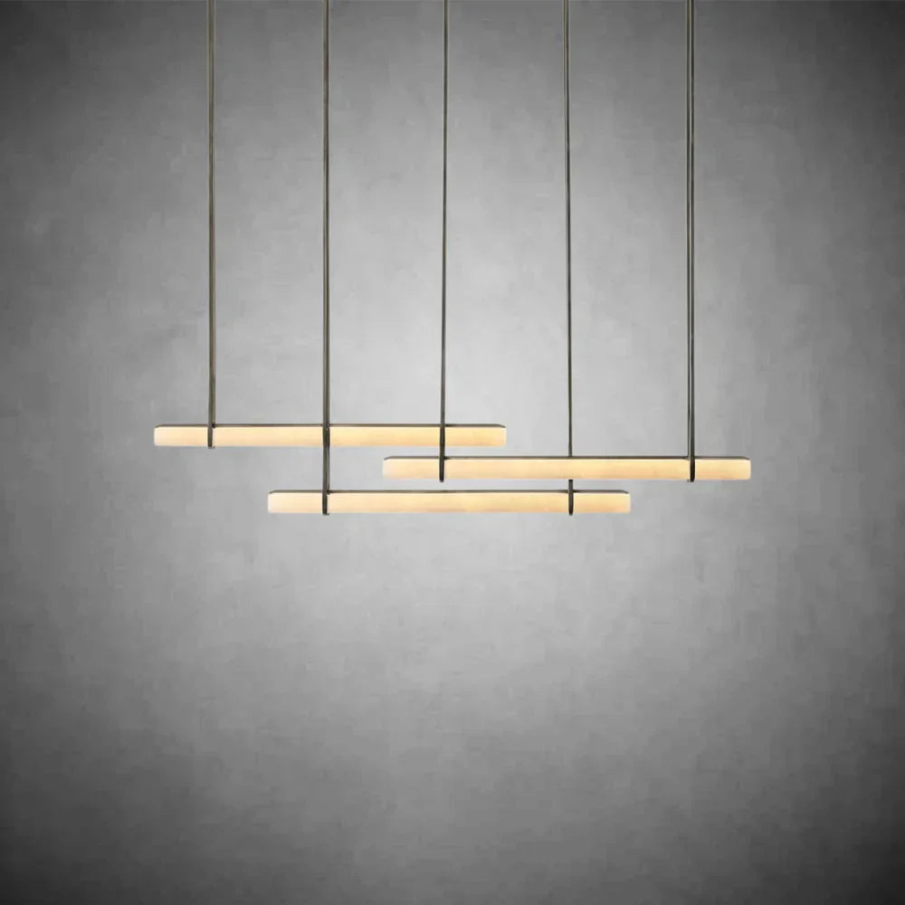 Aureon Alabaster Triple Bar Linear Chandelier - view 2