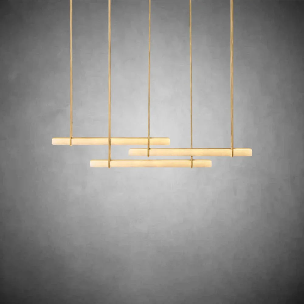 Aureon Alabaster Triple Bar Linear Chandelier