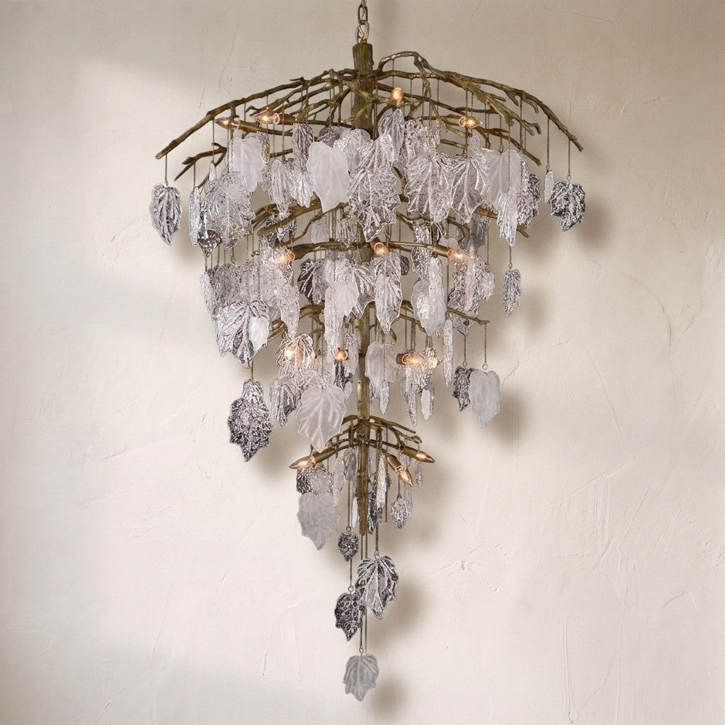 Aura Crystal Leaf Branch Chandelier 72"H