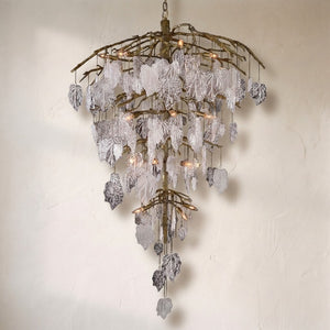 Aura Crystal Leaf Branch Chandelier 72"H