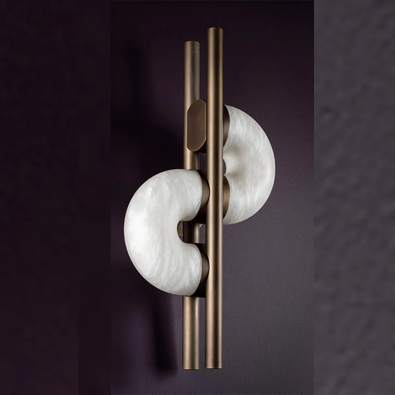 Bronze Alabaster Arc Wall Sconce - view 3