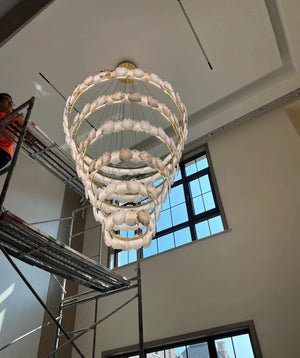 Modern Multi-layer White Alabaster Chandelier for Staircase/Foyer - view 2