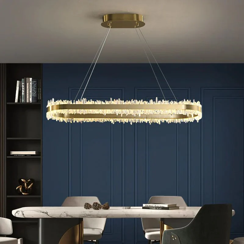 Modern Quartz Crystal Oval Chandelier - view 4