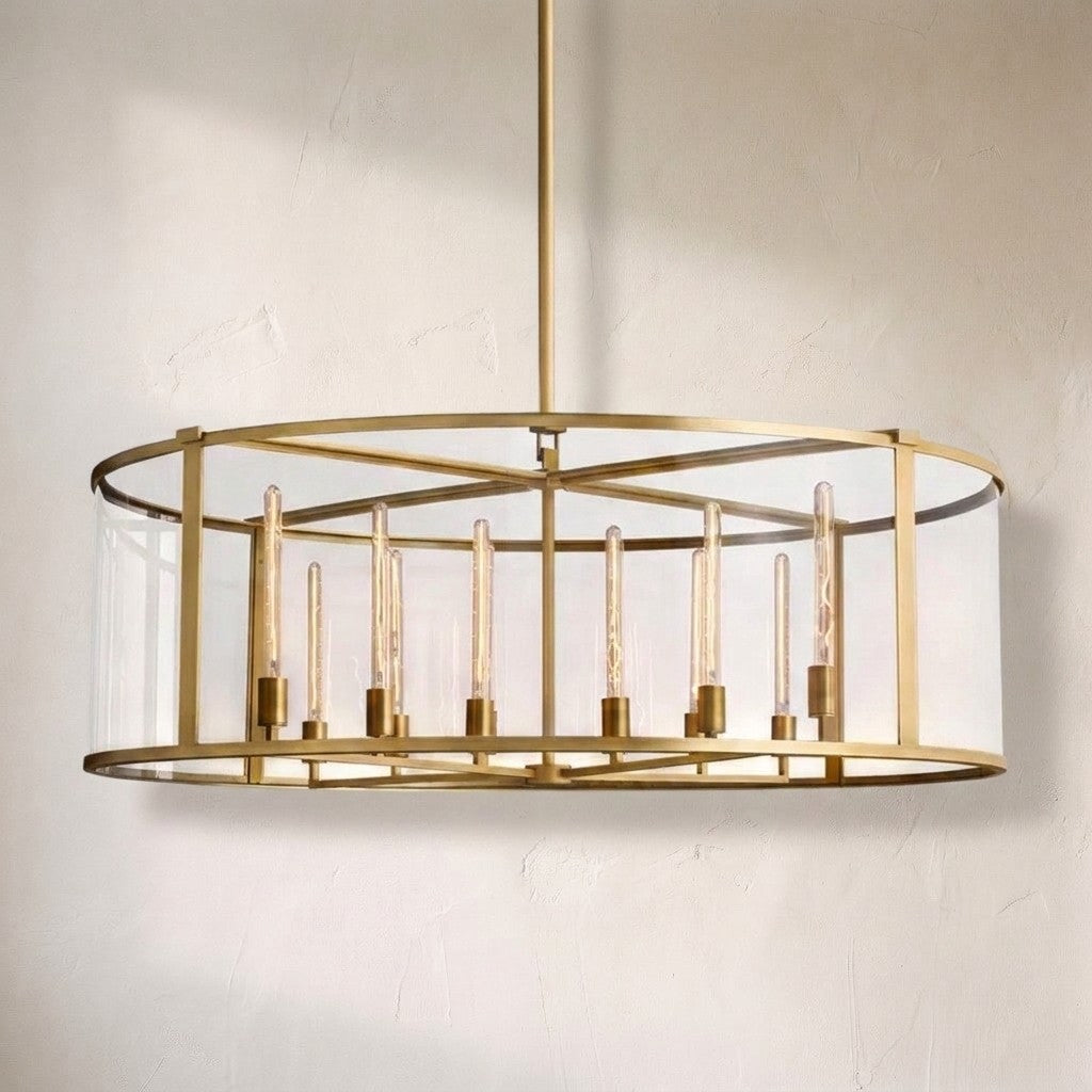 Bauros Glass Lantern Modern Round Chandelier 33"44"55"