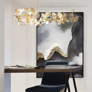 Long Modern Ceramic Ginkgo Tree Petal Chandelier Diameter 35" - view 5