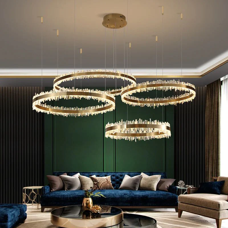Modern Quartz Crystal Rings Chandelier