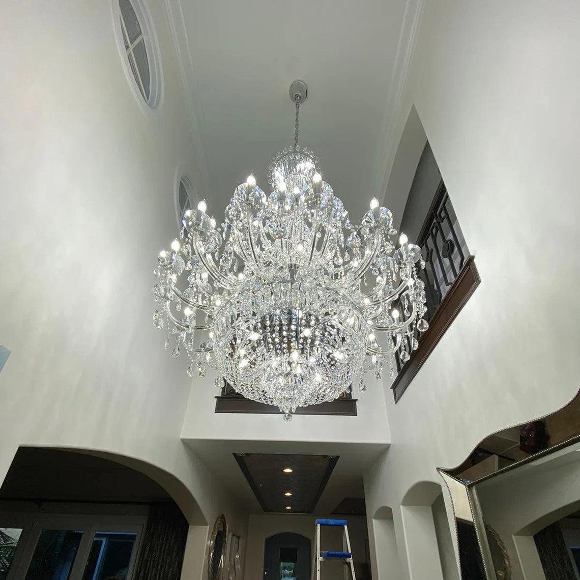 Extra Large European-style Multi-layers Candle Luxury Crystal Chandelier Gold Art Foyer/Staircase Decorative Light Fixture - view 25