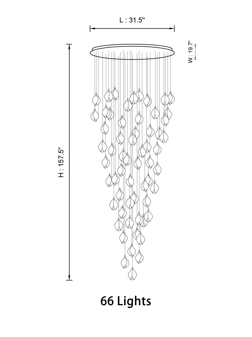 Bloom Chandelier, in white - view 2