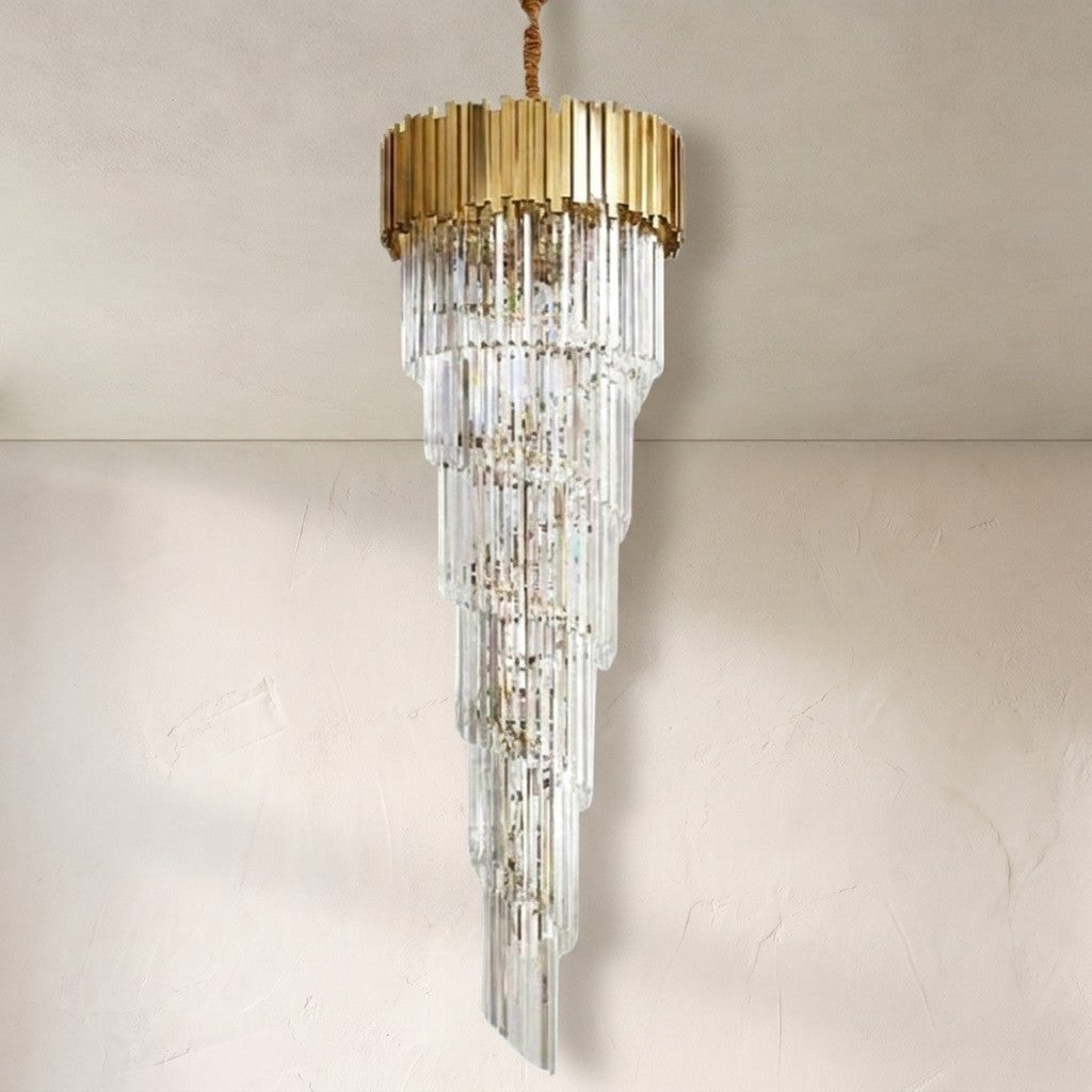 Bourbons Louis 2-Story Crystal Round Chandelier