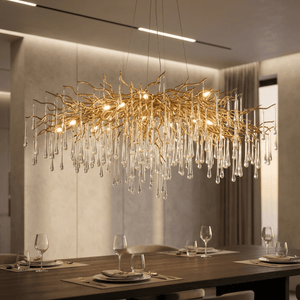 Lukas Oval Branching Brass Linear Teardrop Chandelier - view 8