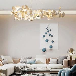 Long Modern Ceramic Ginkgo Tree Petal Chandelier Diameter 35" - view 3