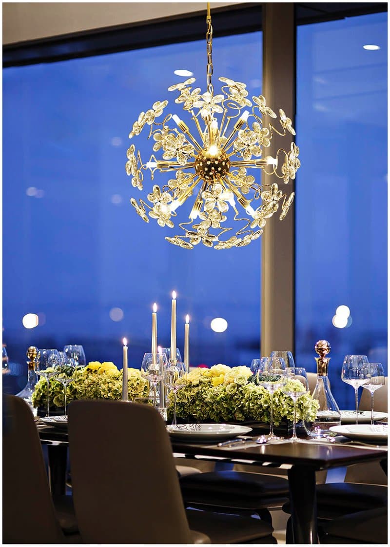 Faceted Crystal Petal Dandelion Chandelier 24" - view 11