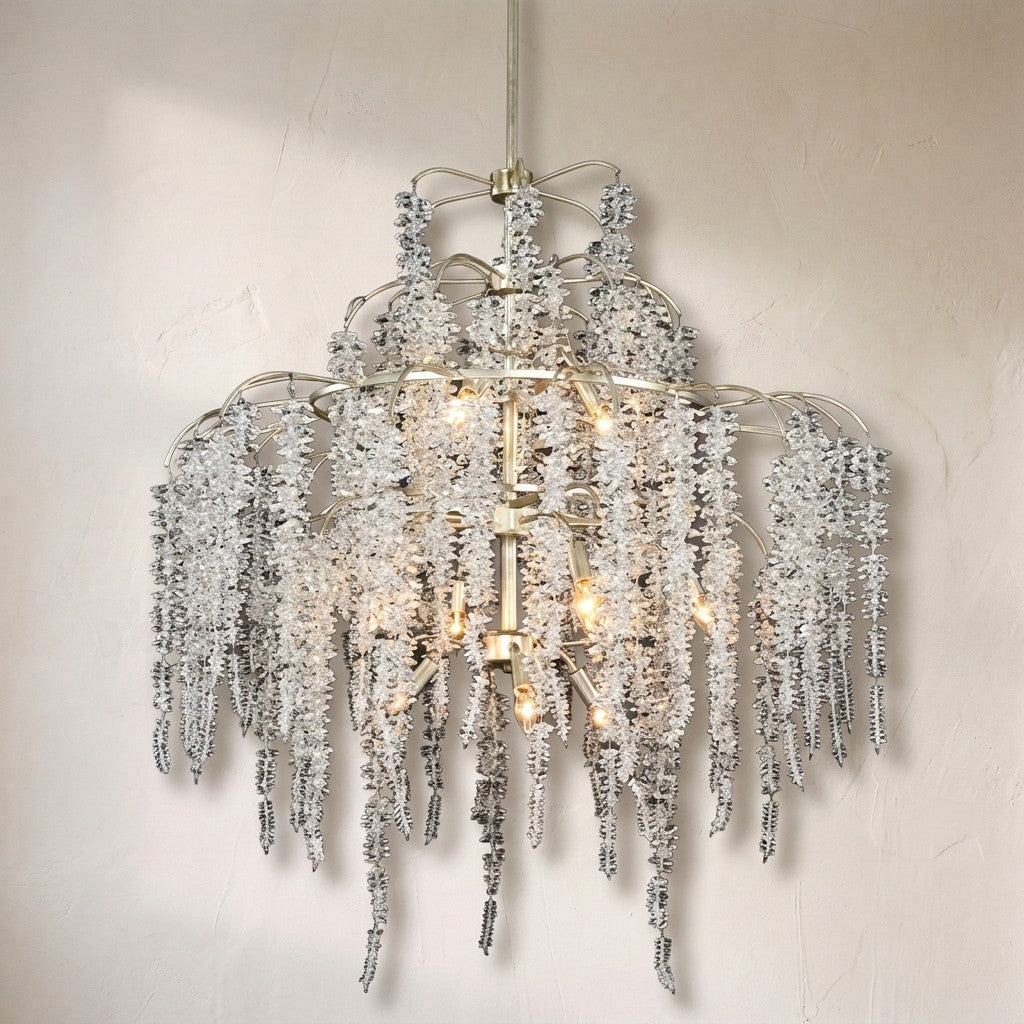 Cascading Crystal Branch Twelve-Light Chandelier