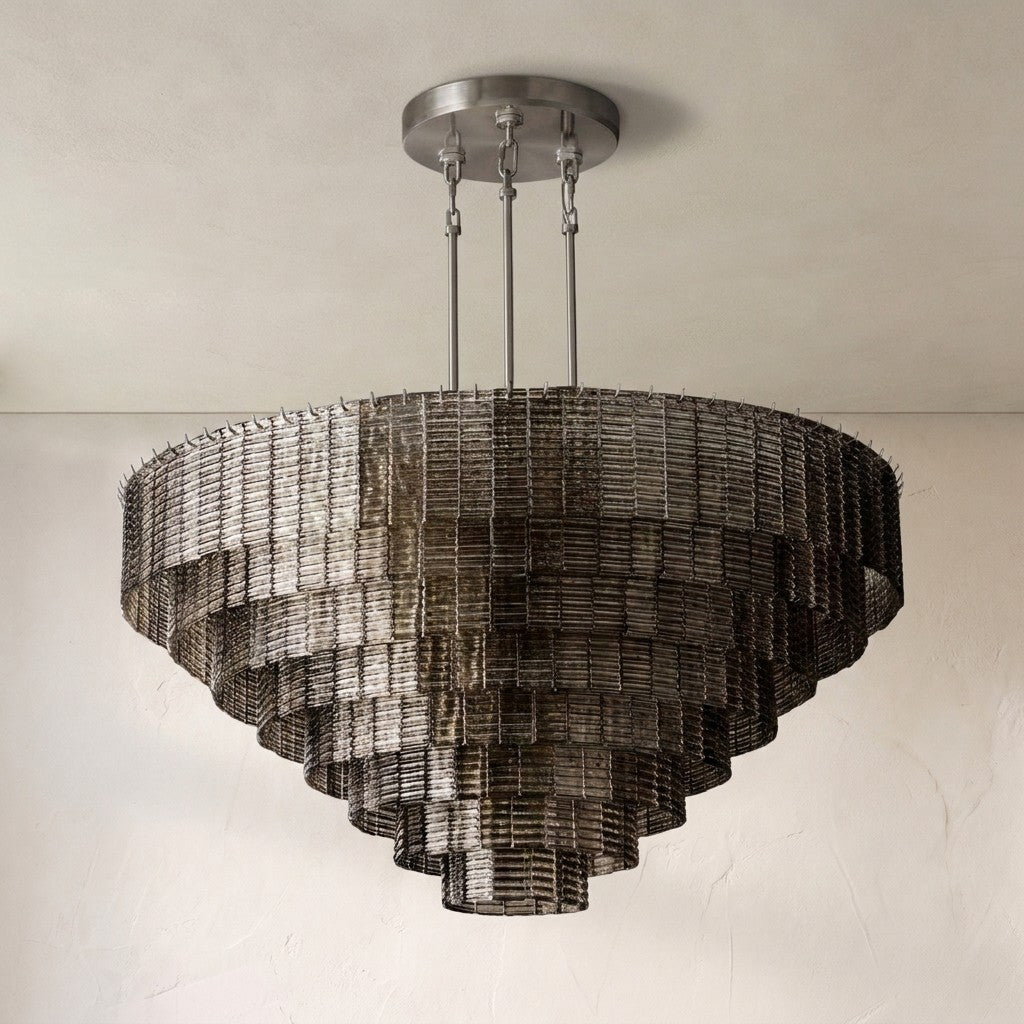Cascading Smoke Glass Drum Chandelier - view 5