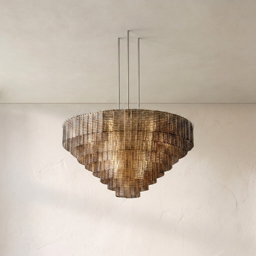 Cascading Smoke Glass Drum Chandelier - view 3