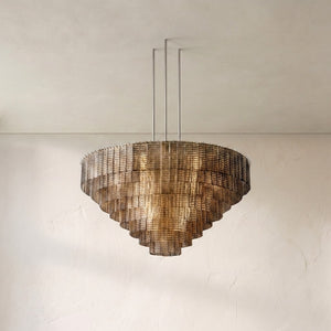 Cascading Smoke Glass Drum Chandelier - view 3
